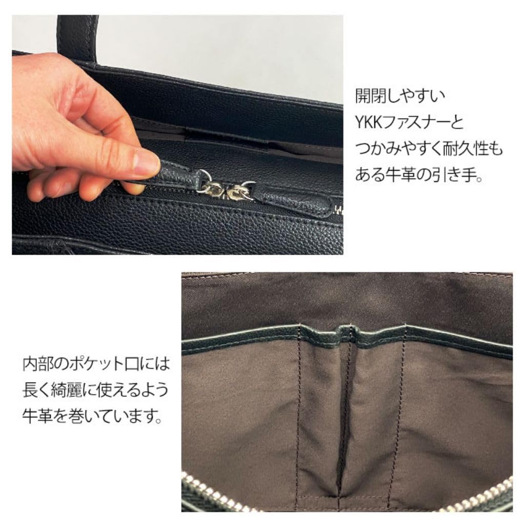 Luxury Genuine Leather Tote Cowhide B4 Large Long Business High Quality Grained [KAKKOII] Bag, Compatible, Capacity, Handle, Bag, Leather, Men's,