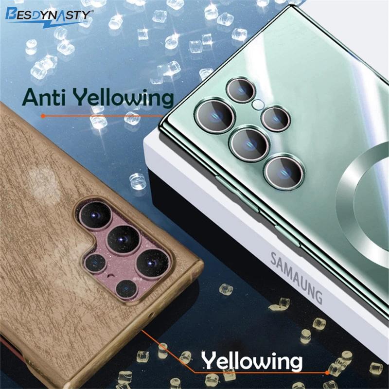Plated Soft Silicon Clear Phone Case For Magsafe Samsung S26 Edge S25 S24 S23 S22 Plus Ultra Magnetic Protective Cover