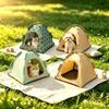 Portable Pet Tent House Foldable Outdoor Indoor Cat Dog Cave Bed Breathable Oxford Cloth Camping Nest with Mat