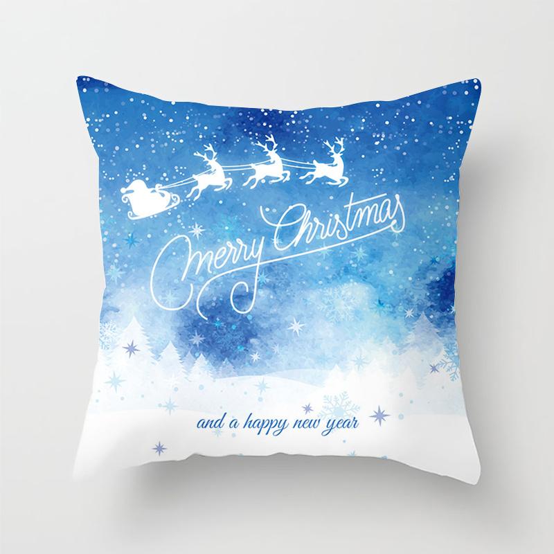 Heimdeko Weihnachten Schneemuster Kissenbezug Polyester Dekorative Kissenhülle Neujahr Sofa Kissenbezug