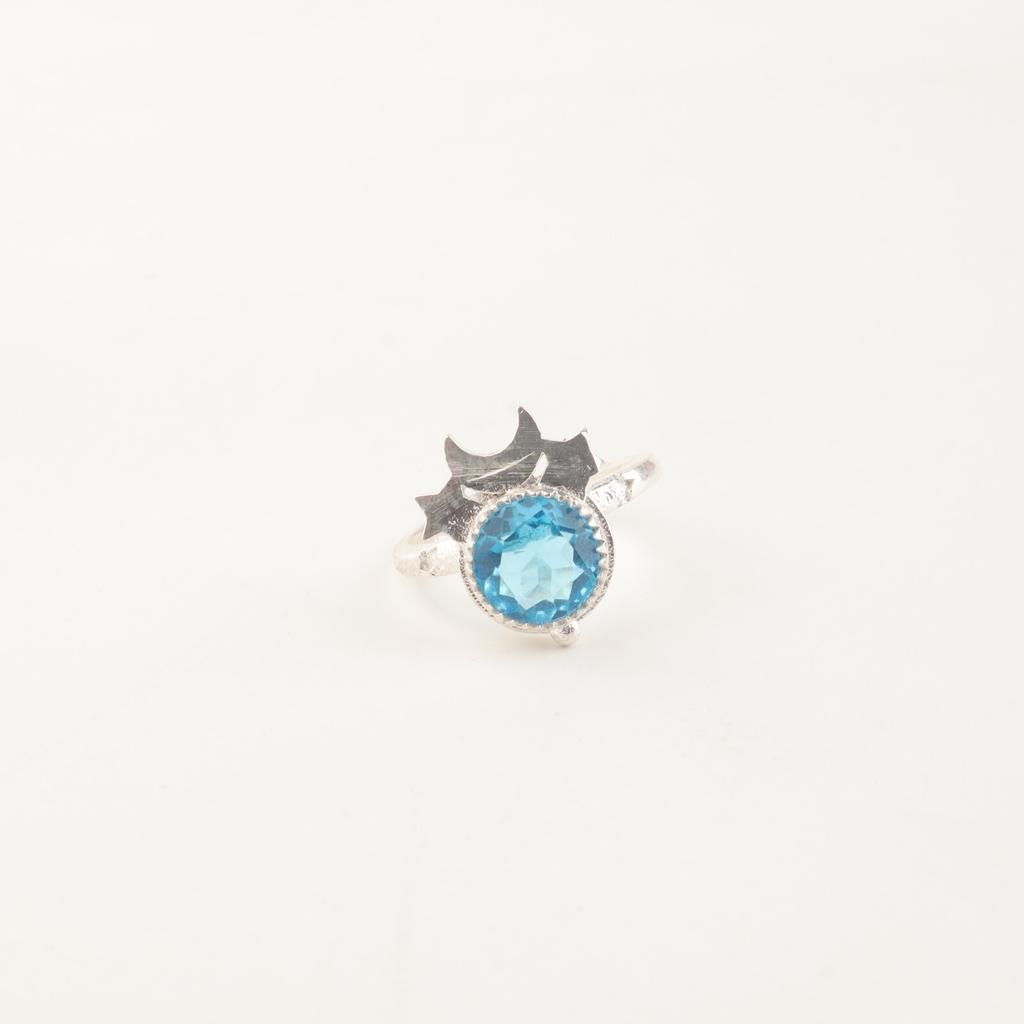 Swiss Blue Topaz Gemstone 925 Sterling Silver Jewelry Handmade Ring Gift For Her RR-67-3