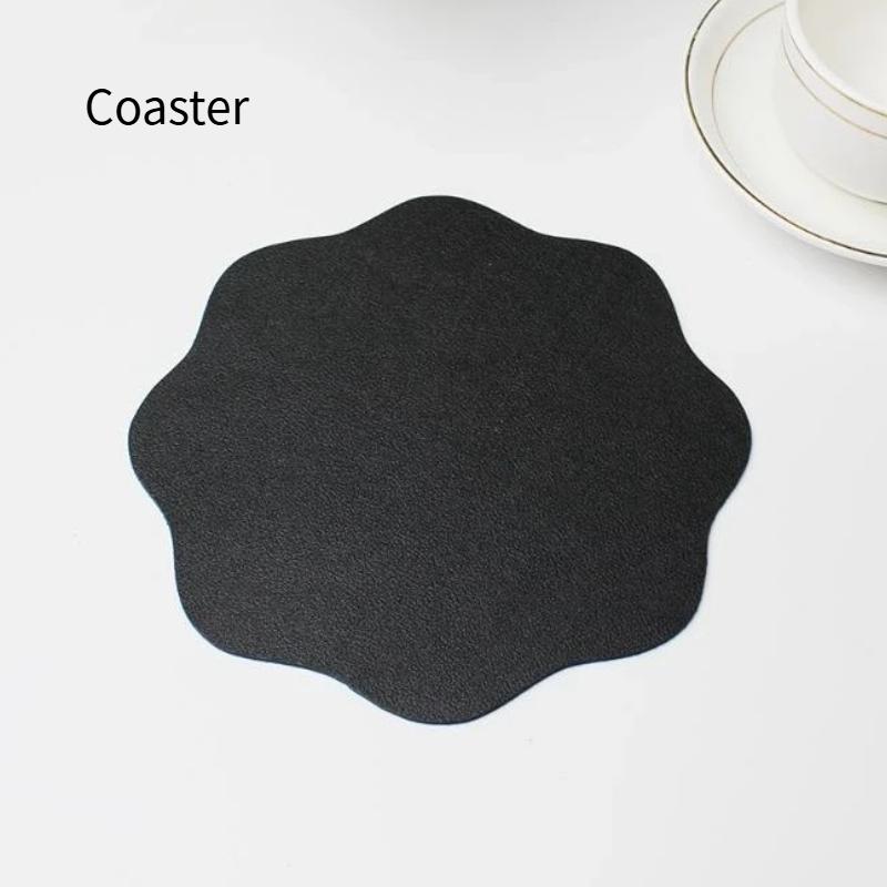 1Pcs Waterproof Non-Slip Kitchen Tableware Pad Flower Shaped Leather Placemats Heat-Resistant Place Mats Christmas Decor