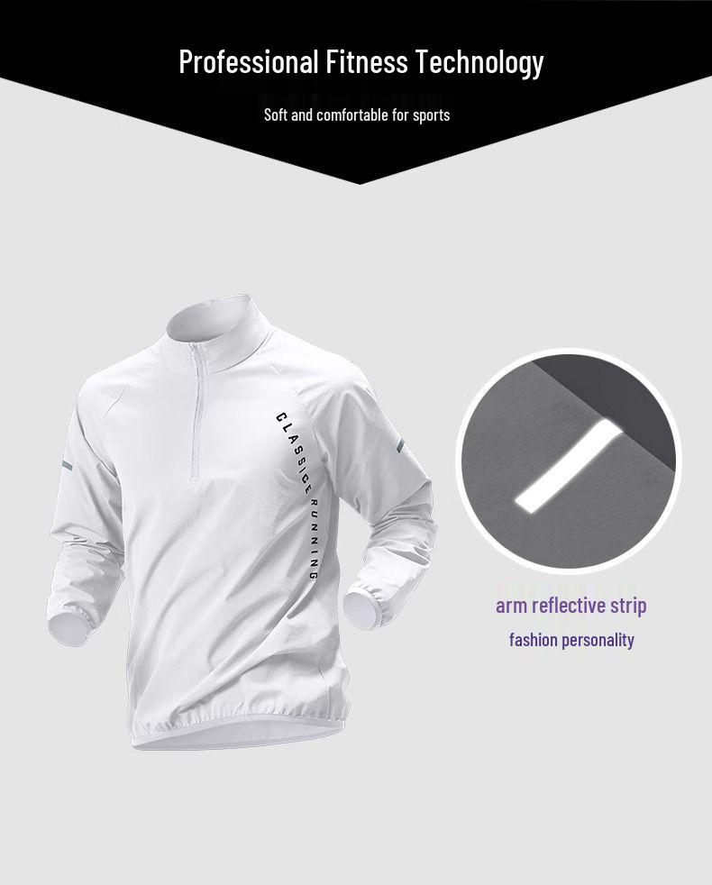Pánská rychleschnoucí běžecká souprava na zip - Tričko s dlouhým rukávem a mikina pro zimní ranní atletický trénink