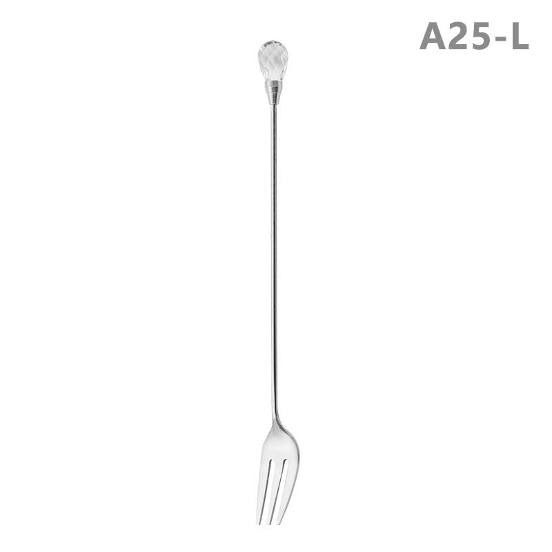 Diamond Spoon Fork Stainless Steel Long Stirring Spoon Exquisite  Teaspoon For Ice Cream Dessert Coffee Cocktail Mug