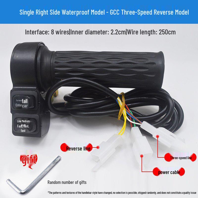Waterproof Electric Tricycle Throttle Handle: Speed Control Accelerator with High, Medium, Low, Forward, and Reverse Functions.