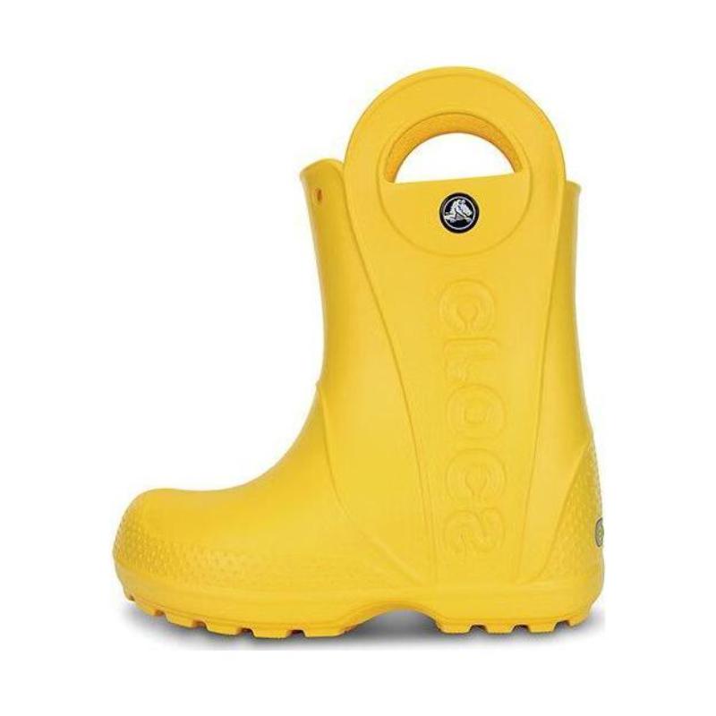 Crocs Comfort Anti-Slip Anti-Kick Abrasion Resistant Mid-Leg Rain Boots Yellow Children's Model