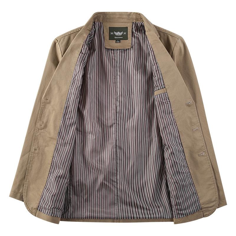Spring Retro Solid Color Suit Men'S Business Medium And Green Loose Suit Versatile Casual Jacket Jacket