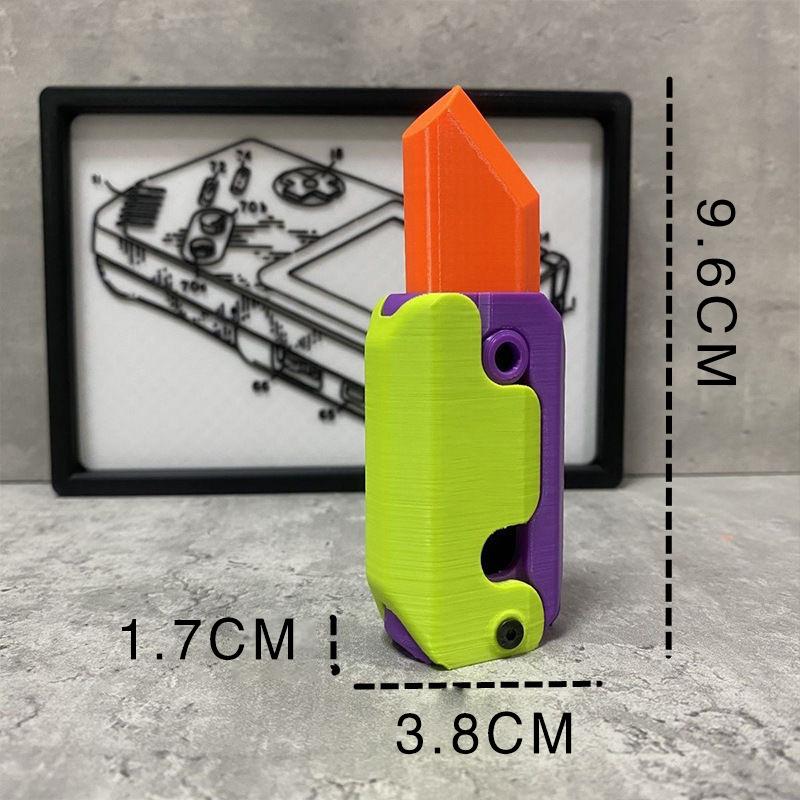 3D Printing Gravity Knife Children Decompression Push Card Small Radish Knife Mini Model Toy 3D Plastic Carrot Knife Toy Gift