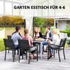 Garden Table, Aluminum, 120x70 Cm, Weatherproof Balcony Table with Wood Look, for 4-6 People, Black