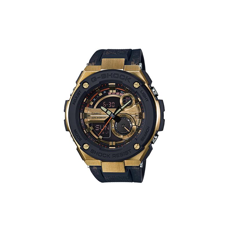 

Casio G-STEEL series - disc dual display fashionable classic six-bureau radio wave waterproof and shockproof luminous key tone switch GST-200CP-9A золотий