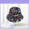 Vintage Street Style Graffiti Print Fisherman Hat With Sun Protection For Men Women