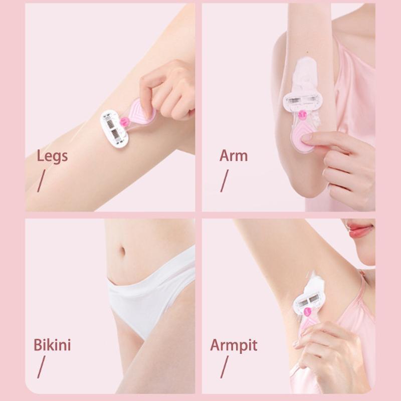 

Портативная короткая ручка для женской бритвы, лезвие 5 слоев с мыльным бруском, гладкое бритвенное лезвие для женского тела, сменное лезвие