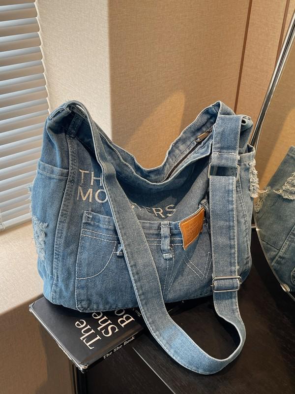 Korean Retro Distressed Women's Crossbody Tote Bag 2026