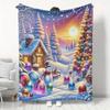 Christmas Tree Snowflake Print Flannel Blanket, Soft Throw Blanket, Air Conditioning Blanket, Flannel Dormitory Office Nap Blanket, Printed Blanket,