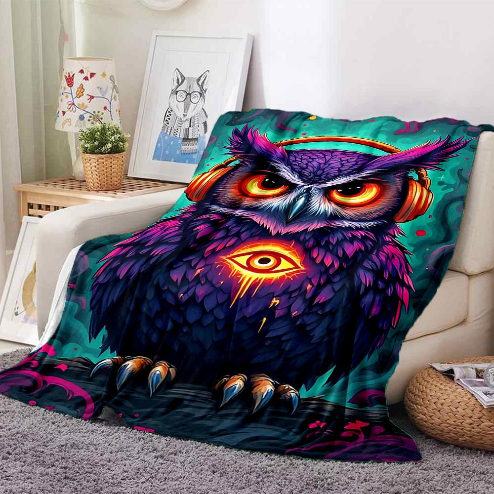 1pc Owl Blanket, Lightweight Flannel Throw Blanket for Sofa, Bed, Travel, Camping, Living Room, Office, Couch, Chair, and Bed