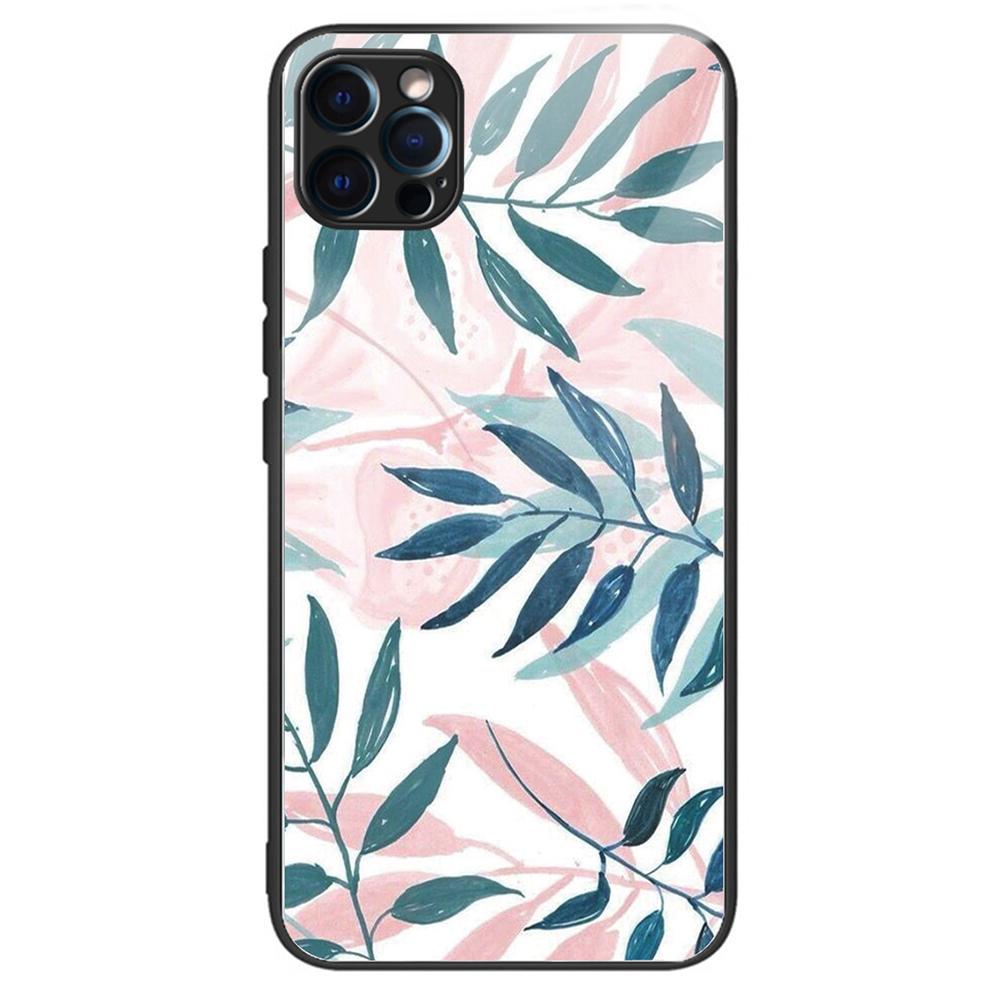 For iPhone 15 Pro Pattern Printing Phone Case Tempered Glass Back+TPU Edge