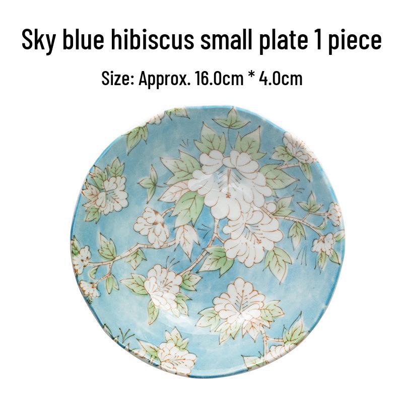 Mino Ware Japanese Ceramic Hibiscus Flower Dinner Plate Set with Individual Packaging