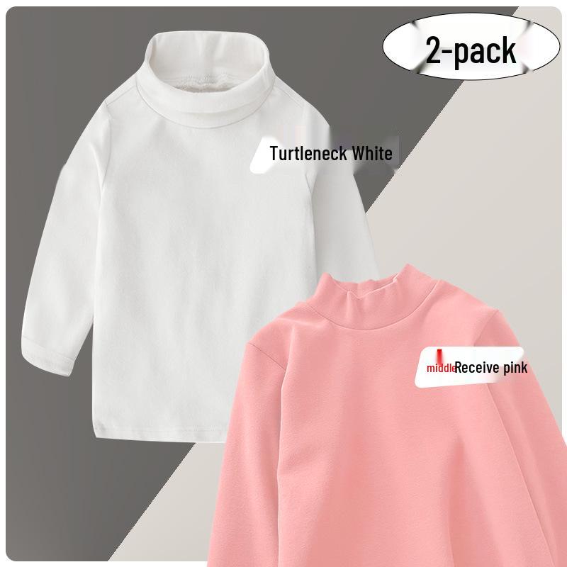 Camiseta Interior Básica de Algodón Puro de Manga Larga y Cuello Alto para Niñas Otoño/Invierno 2025