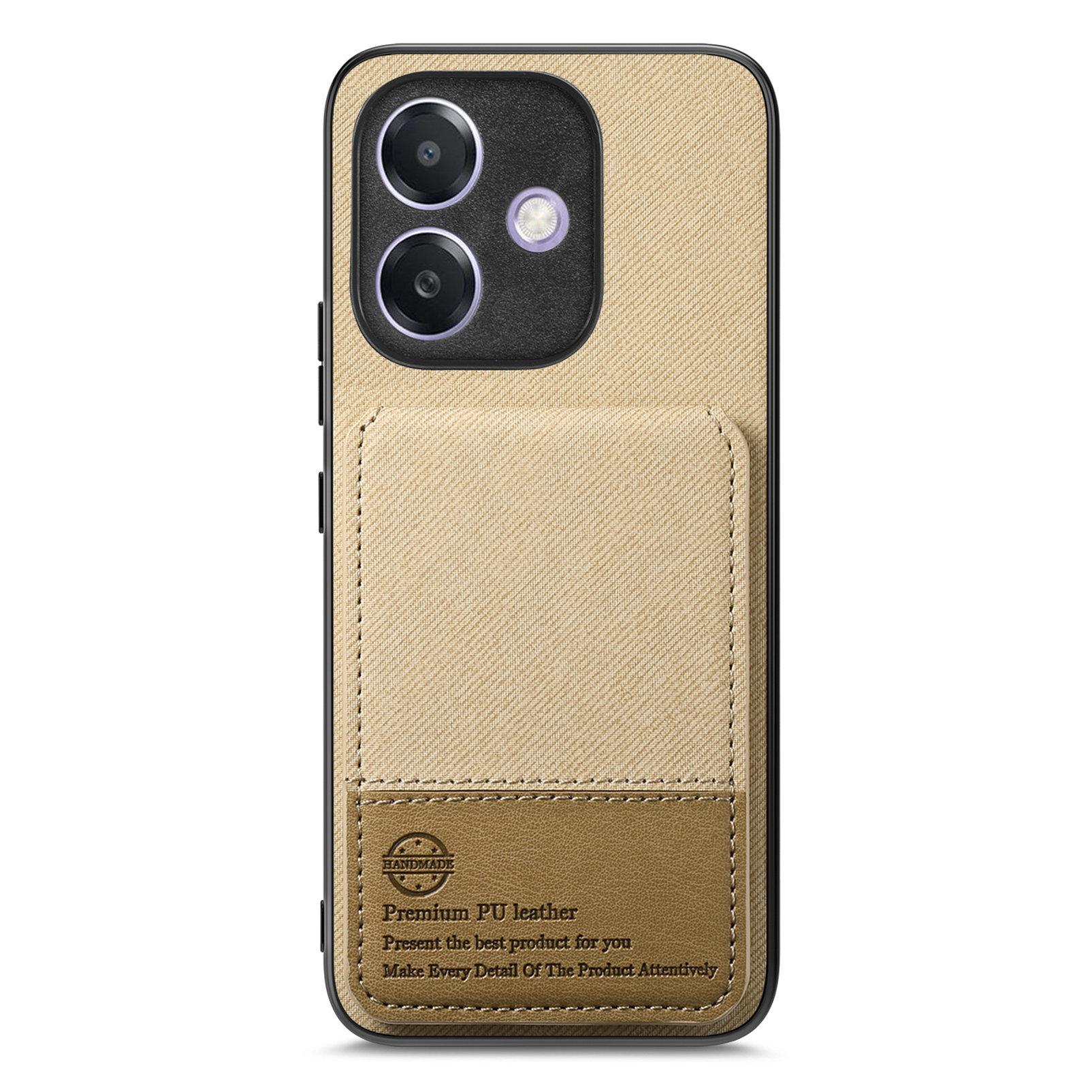 

Для Oppo A3x 5G Чохол Тканинна Текстура Шкіра+ПК+ТПУ RFID Блокування Чохол для Телефону з Тримачем для Карт Khaki