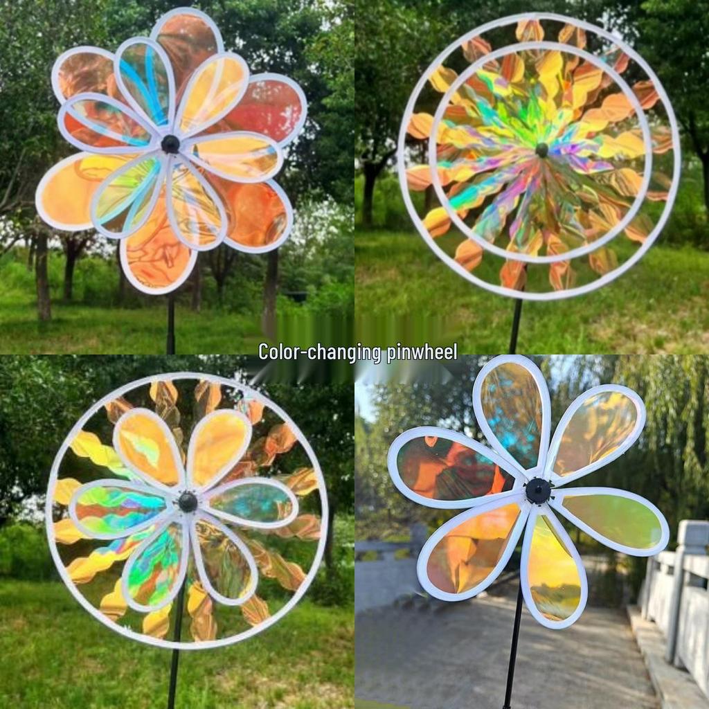 Doppelschichtiger Laser-Blend-Windmühle Spielzeug zur Außendekoration