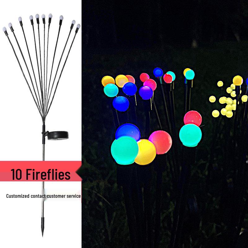 Solar Wind-Powered Firefly LED Garden Stake Lights - Waterproof Outdoor Decor