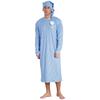 Mens Striped Nightgown Robe with Hat Long Sleeve Full Length Pompom Trim Adjustable Sleep Cap Arabian Pajamas