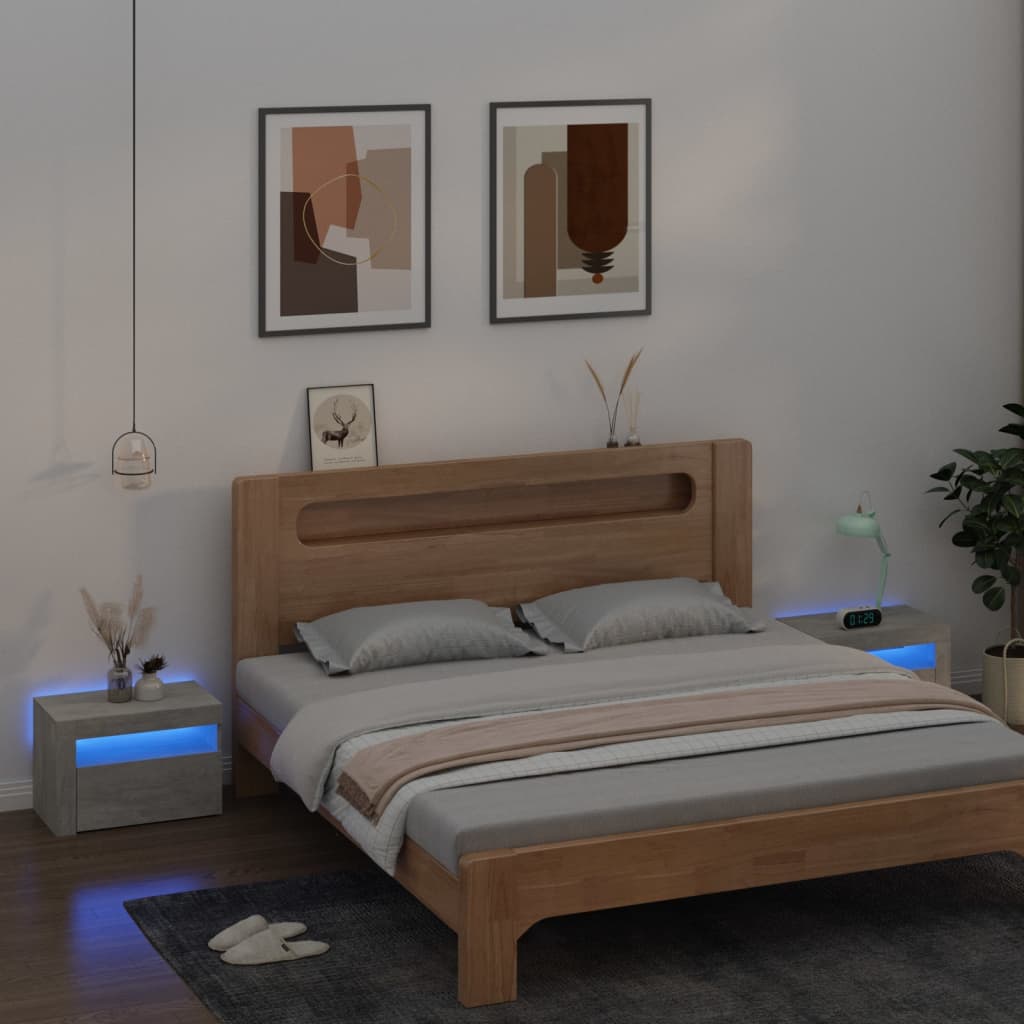 Nightstands 2 pcs with RGB LED lighting concrete gray 60 x 35 x 40 cm