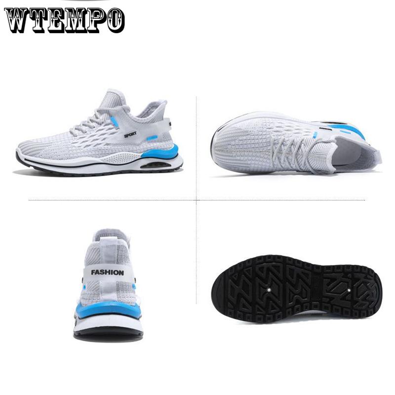 WTEMPO Men's Summer Air Cushion Sneakers Mesh Outdoor Breathable Sport Shoes Thick Bottom Non-Slip Basketball Shoes Casual Running Shoes