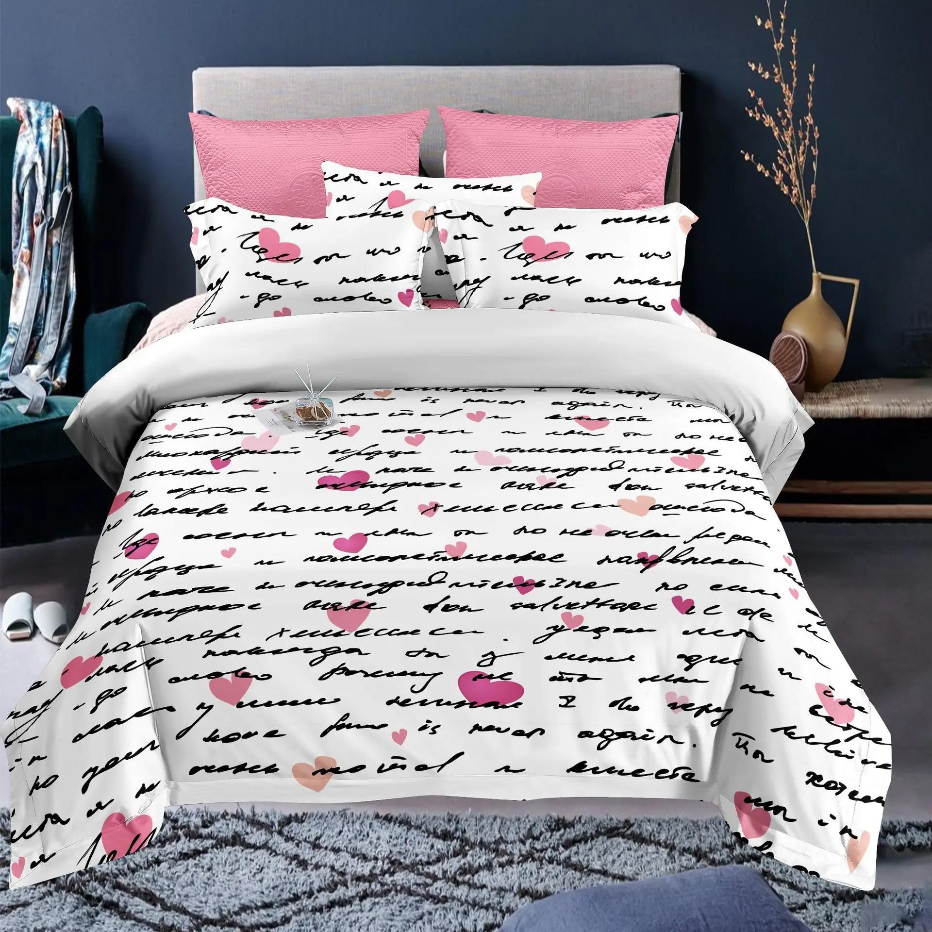 

Comforter Custom Name 3D Linen S Wedding Decor Twin King Queen Love Heart Valentine S Day Bedding Set Comforter (quilt)-EU Single(135*200cm)3pcs