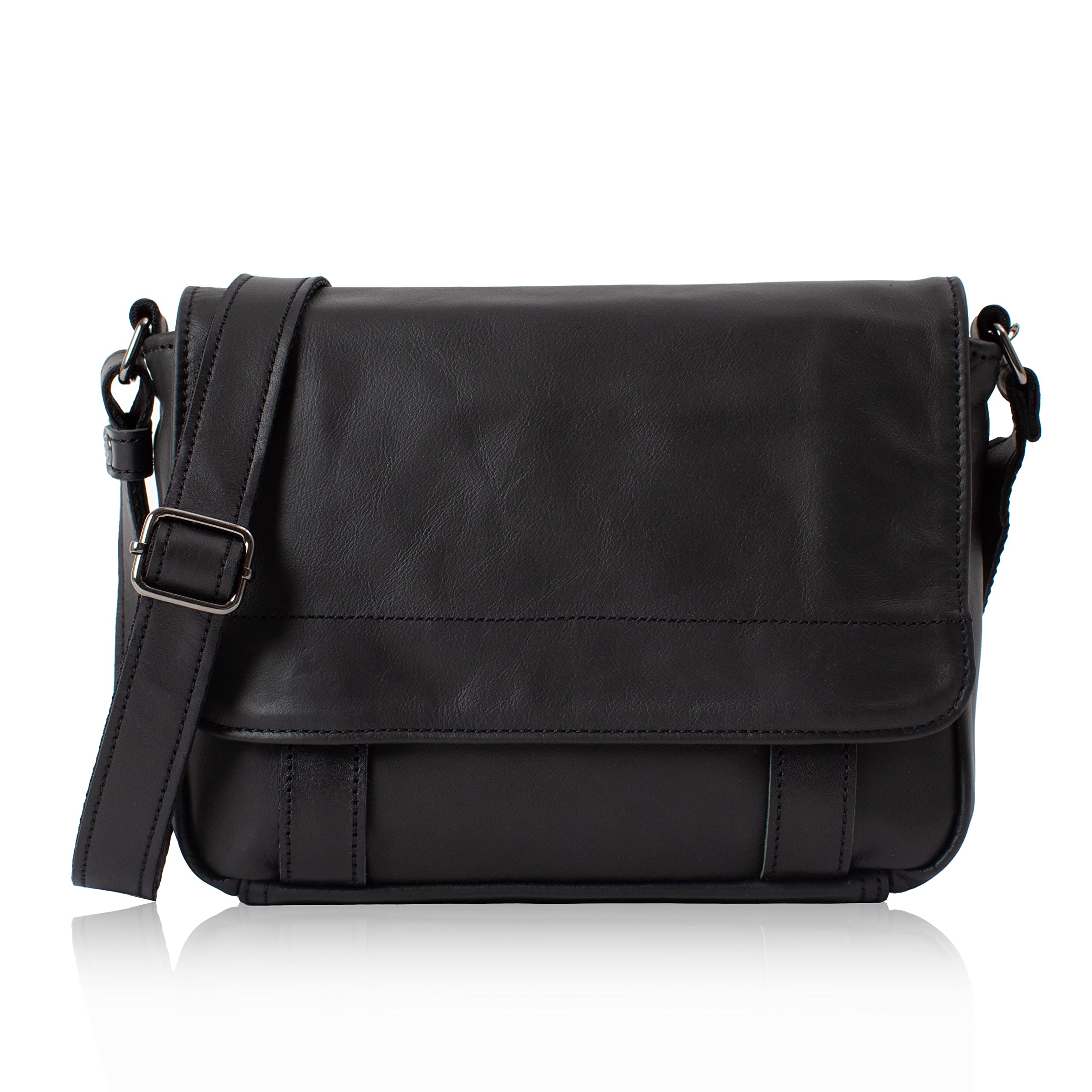 

Двойная сумка через плечо из натуральной кожи, мужская, маленькая, формат A5, VWE-1919 (черный)