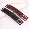 Men's Women's Punk Braid Faux Leather Wide Cuff Bracelet Button Wristband Bangle