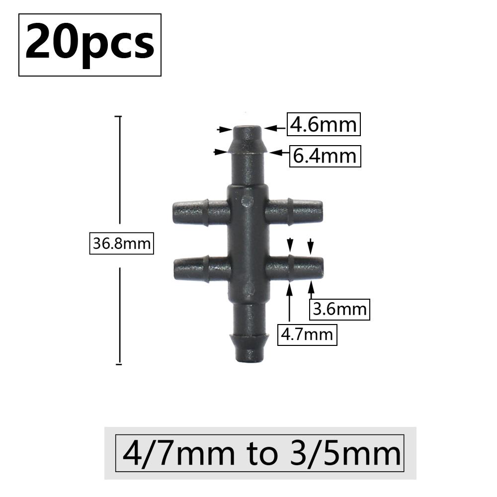 20pcs 3mm 4mm Garden Hose Barb Connector Drip Irrigation 1/4'' & 1/8'' Tube Hose Fitting Tees Cross Eng Plug Barb Accessories