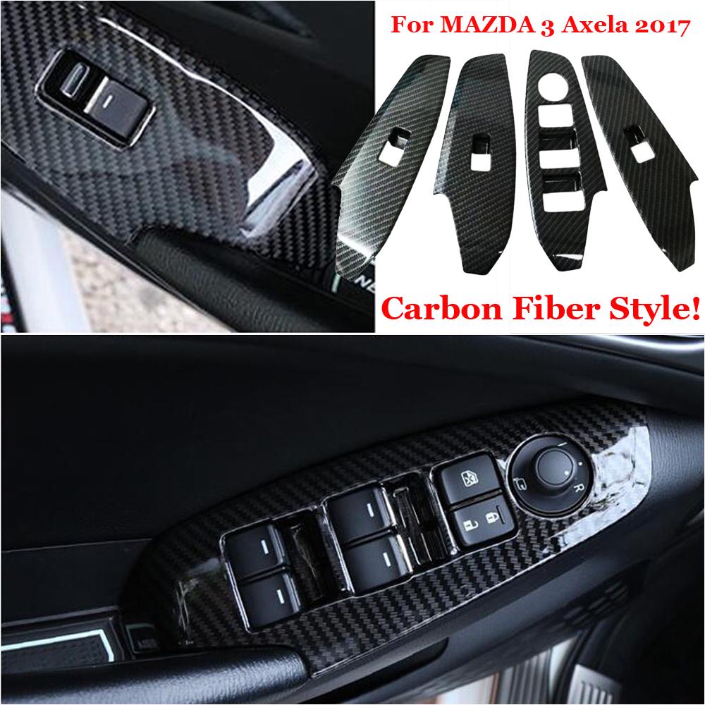 4pcs ABS Matte Interior Side Door Inner Handle Bowls Cover Frame Trim Decor For Mazda 3 M3 Axela 2014 2015 2016 2017