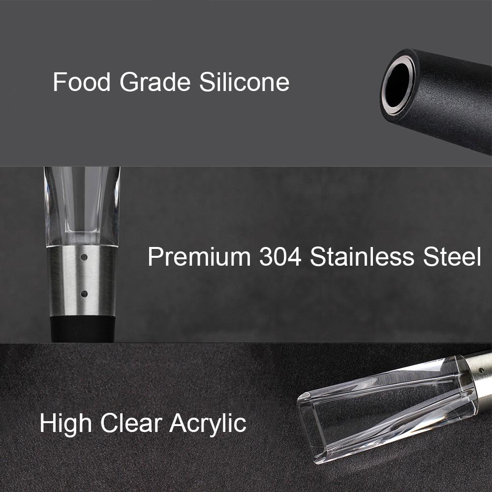 2 IN 1 Wine Decanter Mini Wine Filter Air Intake Bottle Pourer Aerator Fast Decanter Stainless Steel Kitchen Gadgets Universal Portable