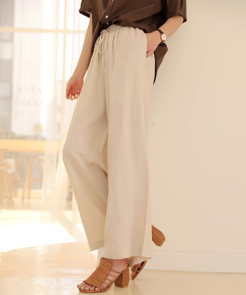 Ppaeppae Linen Wide Waist-Filled Pants