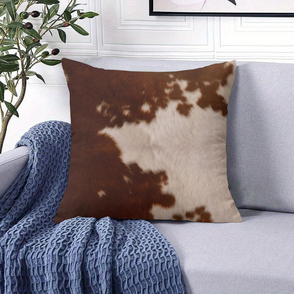 Brown White Cow square Jacquard Pillow Cover for Sofa Office Waist Cushion Cover Home Decorative Pillowcase
