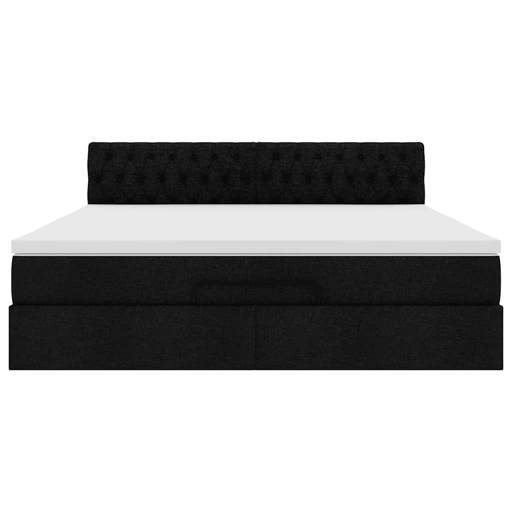 Ottoman Bed with Mattress Black 160x200 Cm Fabric