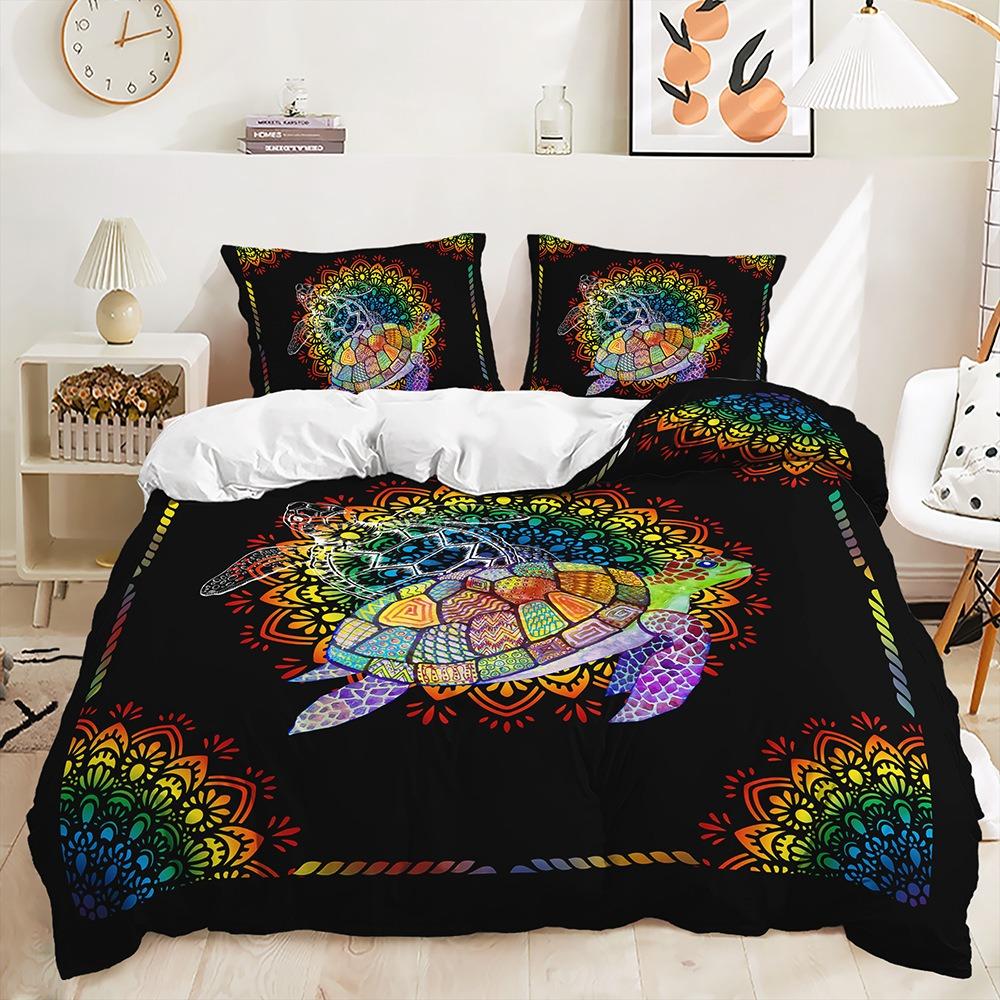 3D Marine Animal Bedding Set Turtle Duvet Cover Pillowcase 2/3pcs Single Double Bed Cover Gift Home Textile