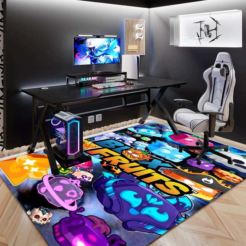 Tappeto Stampato 3D a Tema Gioco Frutta B-blox, Tappeto Antiscivolo per Aree Esterne, Tappeto Decorativo per Casa e Camera da Letto, Regalo di Compleanno.