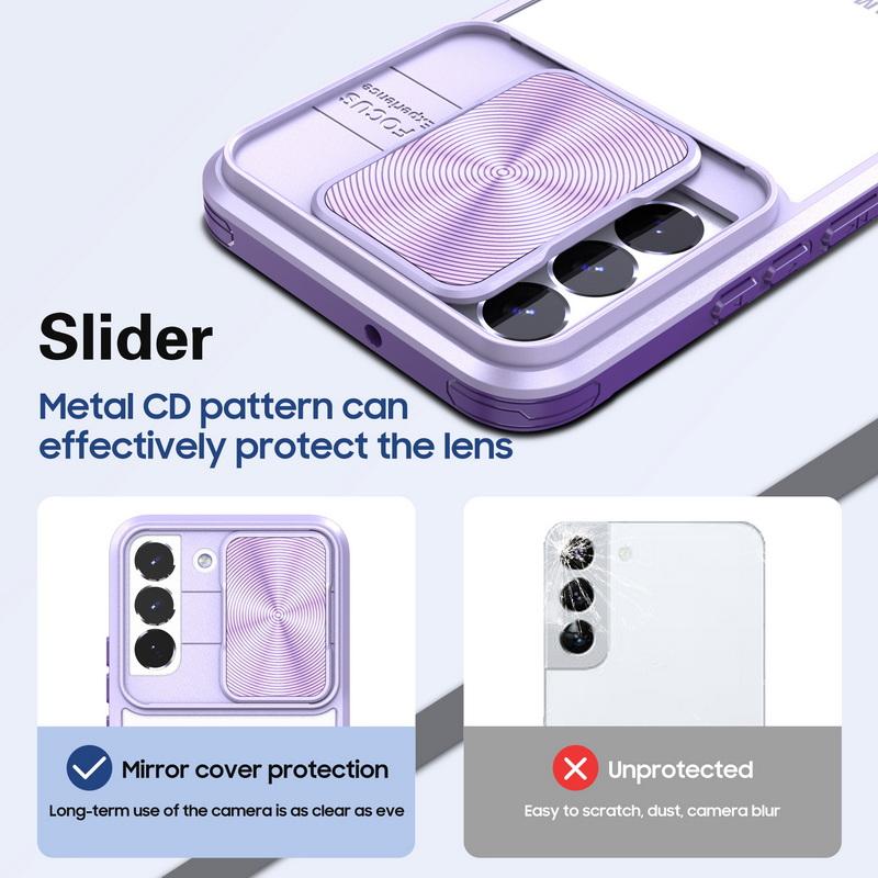 Nárazuvzdorný pancéřový průhledný kryt na telefon pro Samsung Galaxy S25 S24 S23 S22 Ultra Plus S21 S20 FE A54 Kryt s posuvným okénkem na ochranu fotoaparátu