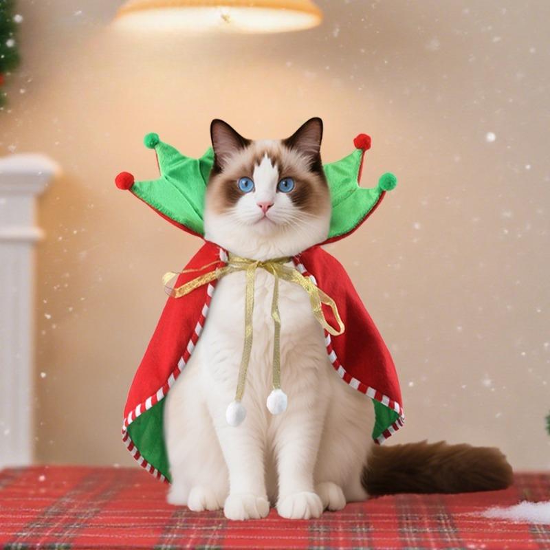 1 Stück Weihnachten Niedlich Warm Plüsch Haustierkostüm für Katze Hund Festliche Atmosphäre Dekoration Feiertags-Haustierkleidung Haustierdekoration