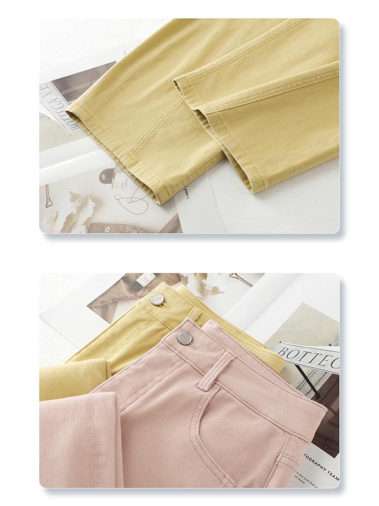 2025 Spring Yellow Scimitar Women's High Waist Loose Straight Leg Pear-Shaped Jeans