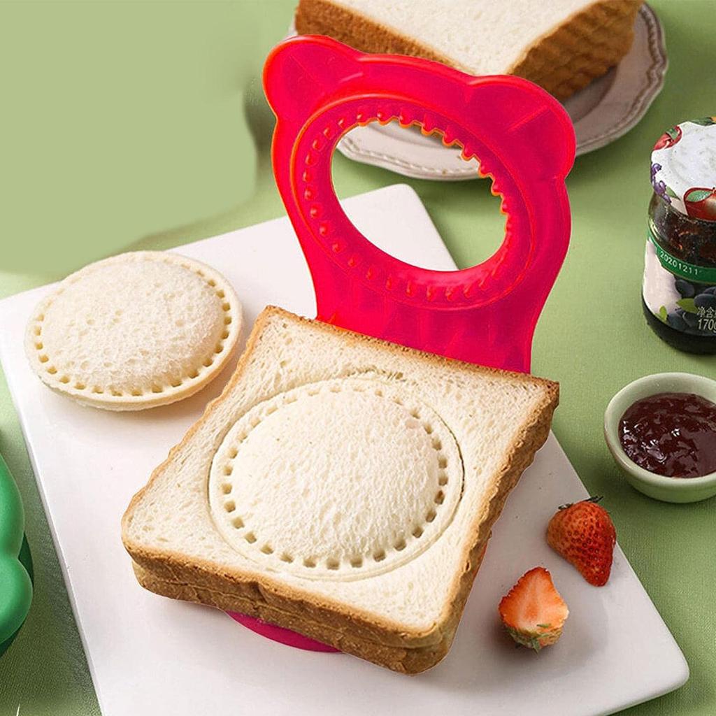 Sandwich Ausstechform Rund Edelstahl Handschutz Keks Brötchen Brot Tasche Sandwichschneider