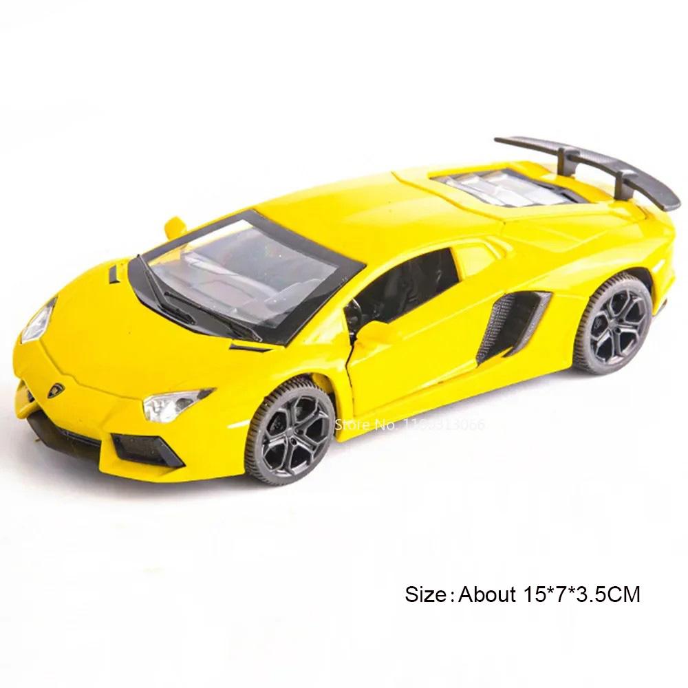 1:32 Lambor LP740 Toy Police Cars Alloy Diecast Models with Light Sound Pull Back Miniature Vehicles for Boys Educational Toys