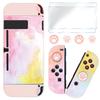 DLseego Switch Split Full Easy To Attach and Analog Stick Cute Cat Claw Paw Tempered Glass Durable Pink Case, Cover, Protection, Lightweight,