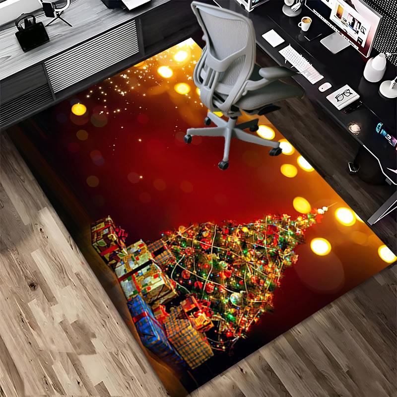 Christmas Tree Gifts Crystal Velvet Chair Mat Area Rug - Non-Slip, Floor Mat, Office Desk Chair Rugs, Bedroom Decor.Christmas Gift-1106010