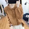 Solid Color Long-sleeved Shirt for Women, Loose and Slimming Top, Retro Bottoming Shirt