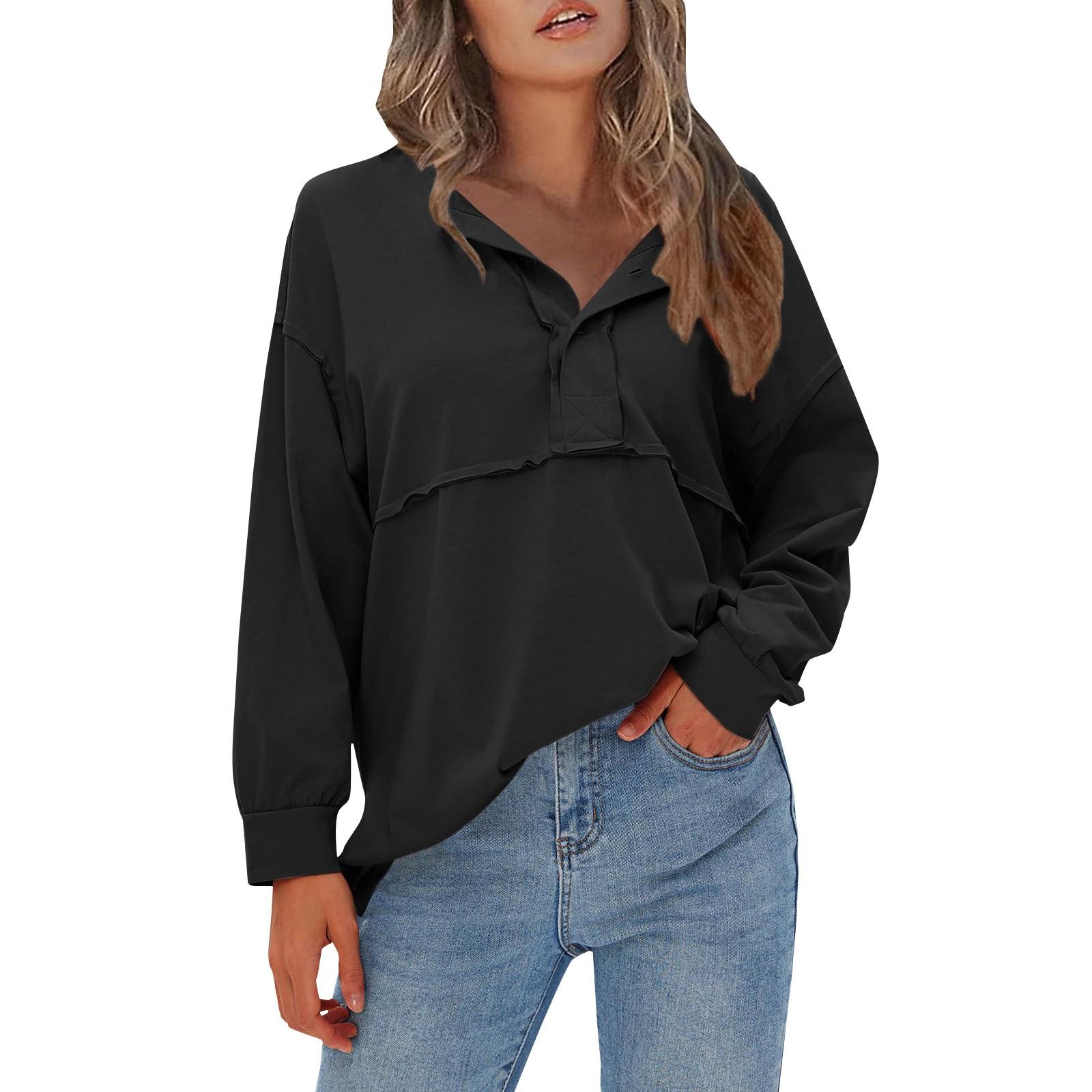 

Женский однотонный свитер с круглым вырезом, длинными рукавами, пришитый на пуговицы M чёрный