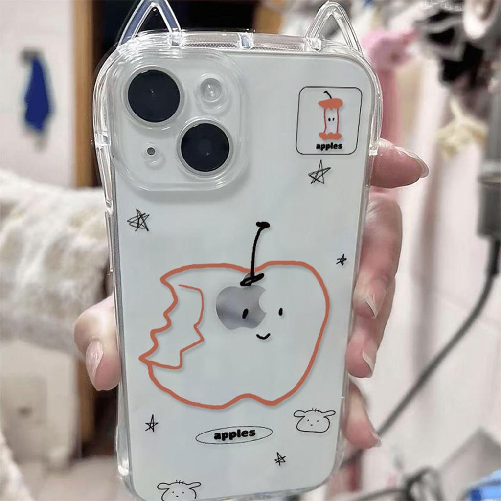 Cat Ears TPU Mobile Phone Case Airbag Anti-fall Shell for IPhone14 for Apple 15promax Anti-fall Mobile Phone Case