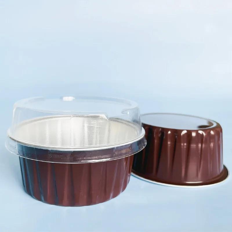 50Pcs Foil Ramekins Cupcake Baking Cups Holders Cases With Lid,Aluminum Foil Cupcake Liners,Muffin Liners Cups With Lid